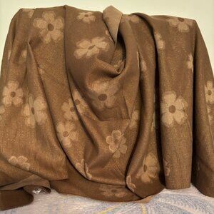 Soft KHAKI Metallic Primrose Pattern Scarf 75"x27"